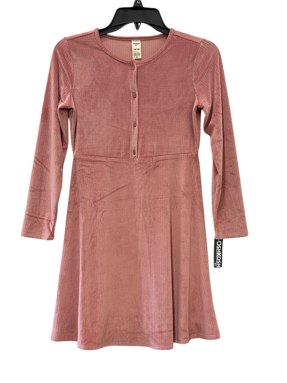 NWT OshKosh  Velour Dress Girls 14 Pink Long Sleeve Skater Holiday Party